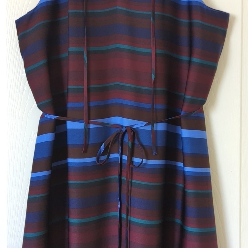 Banana Republic Striped Sleeveless Halter Flounce Hem A-Line Midi Dress Maroon S - Picture 8 of 15